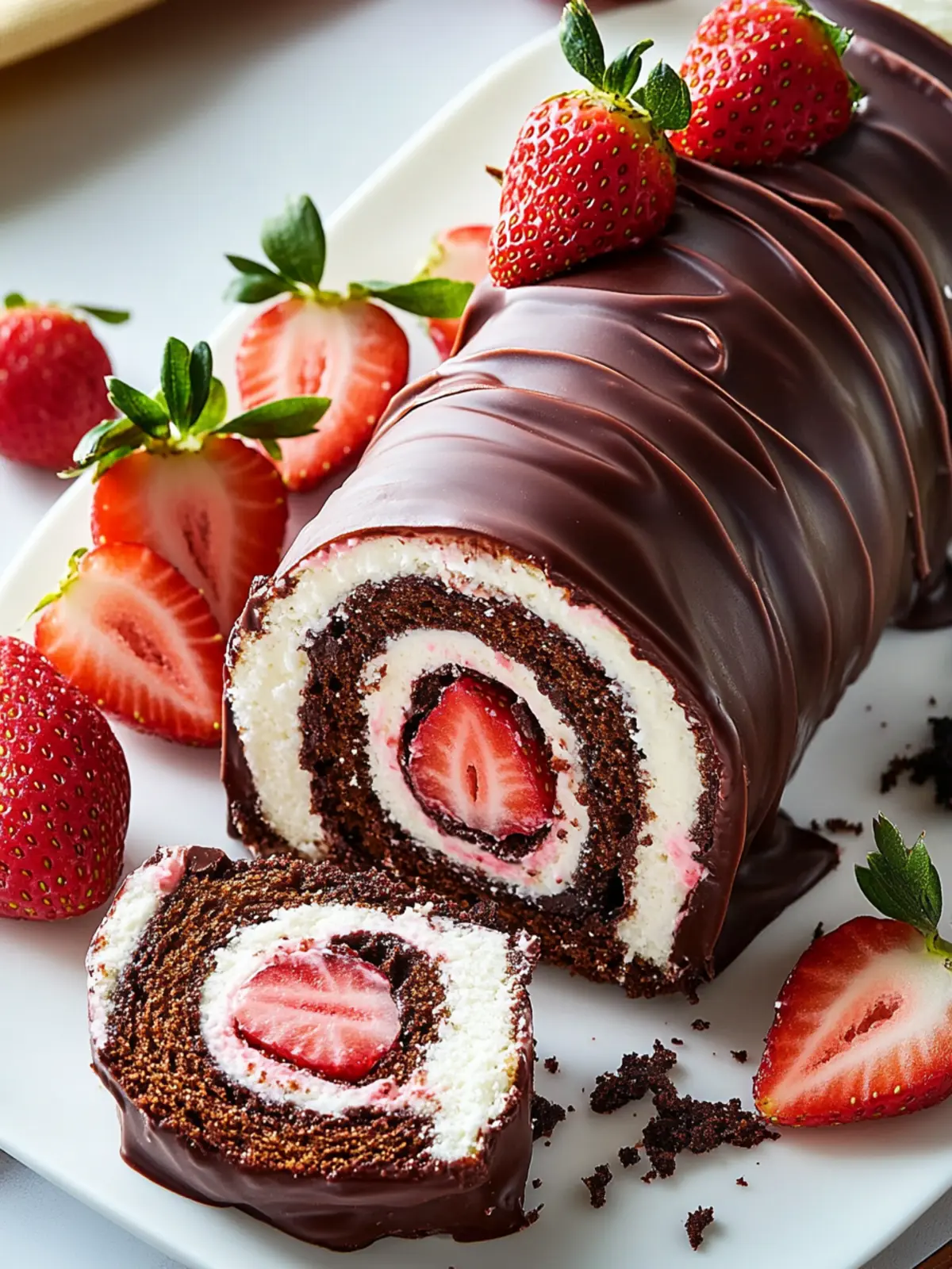 Chocolate-Covered Strawberry Swiss Roll Cake to Impress Guests 2 Chocolate-Covered Strawberry Swiss Roll Cake