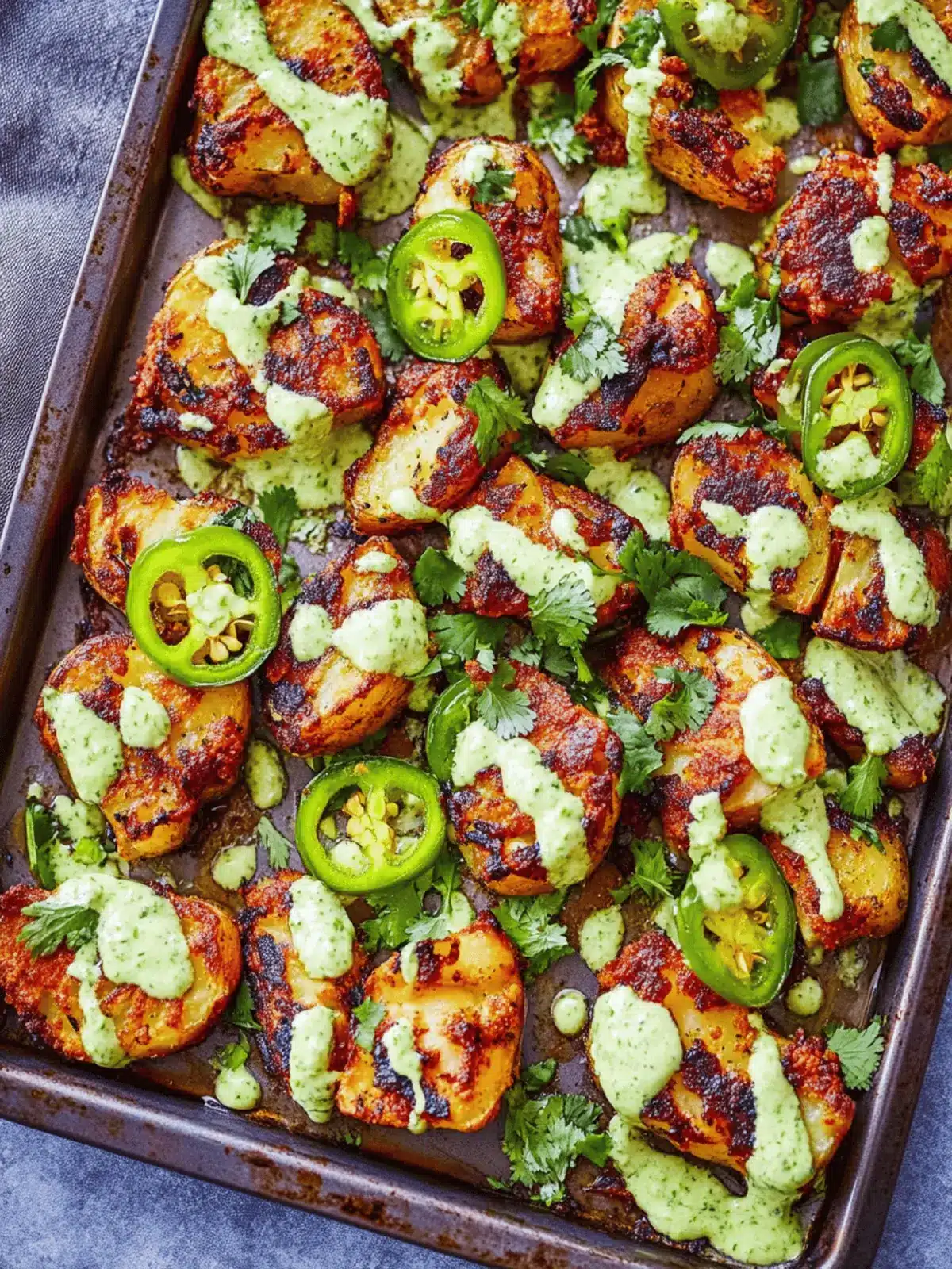 Crispy Smashed Sheet Pan Potatoes with Zesty Jalapeño Aioli 4 Crispy Smashed Sheet Pan Potatoes with Jalapeño Cilantro Aioli