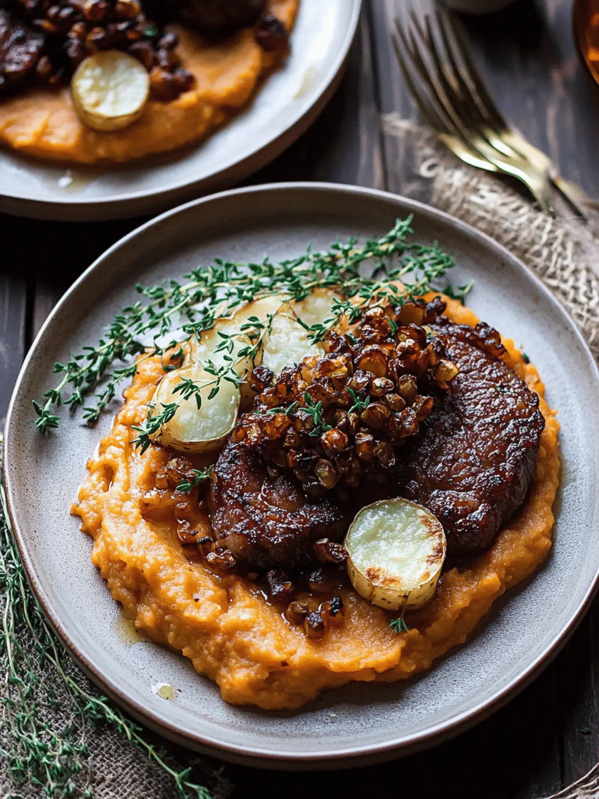Savor Vegan Cauliflower Steak au Four & Mashed Sweet Potatoes 2 Steak de Chou-Fleur Vegan au Four & Purée de Patate Douce