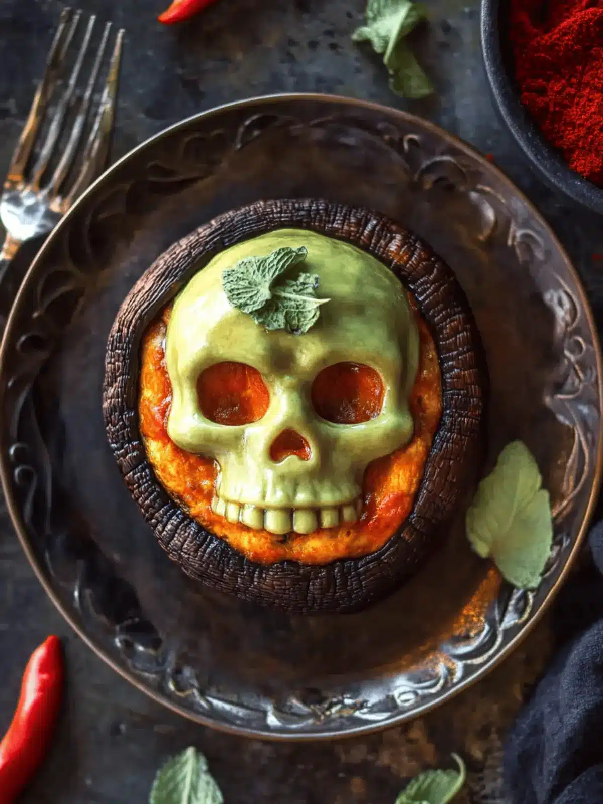 Skull Stuffed Portobellos for a Spooky Flavor Adventure 2 Skull Stuffed Portobellos