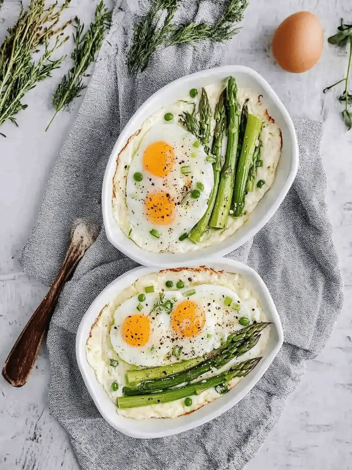 Delicious Shirred Eggs with Asparagus for a Cozy Brunch 3 Shirred Eggs with Asparagus