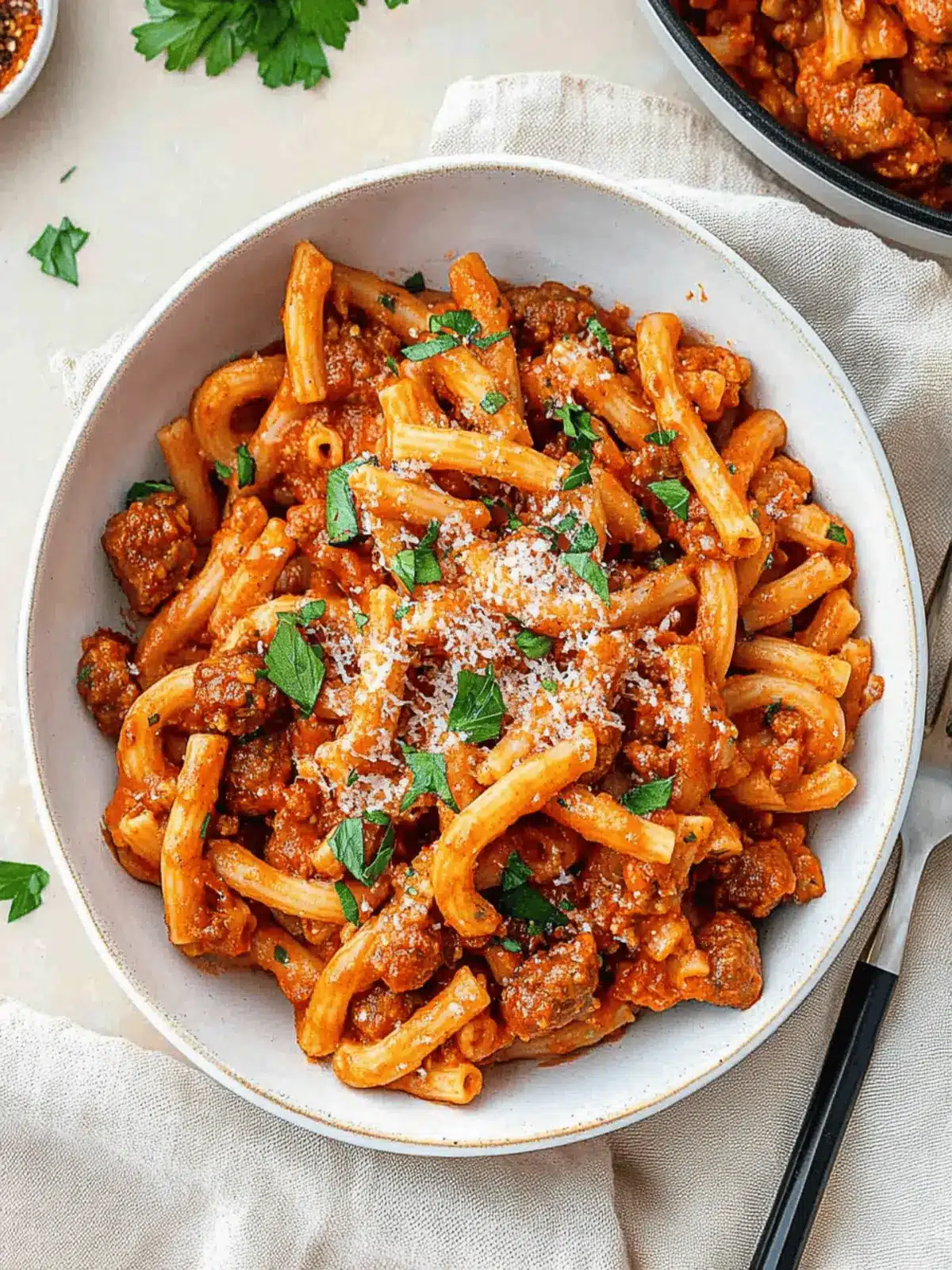 One Pot Spicy Sausage Pasta Ready in 30 Minutes Flat! 4 One Pot Spicy Sausage Pasta