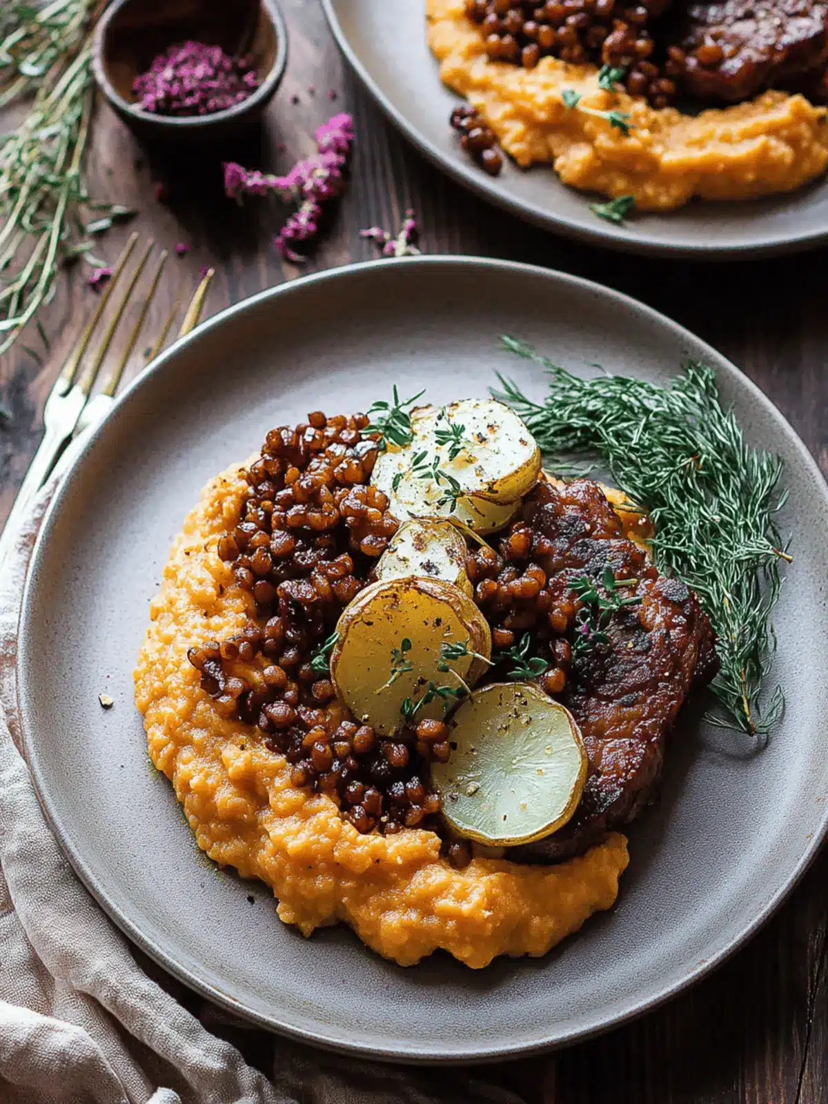 Savor Vegan Cauliflower Steak au Four & Mashed Sweet Potatoes 4 Steak de Chou-Fleur Vegan au Four & Purée de Patate Douce