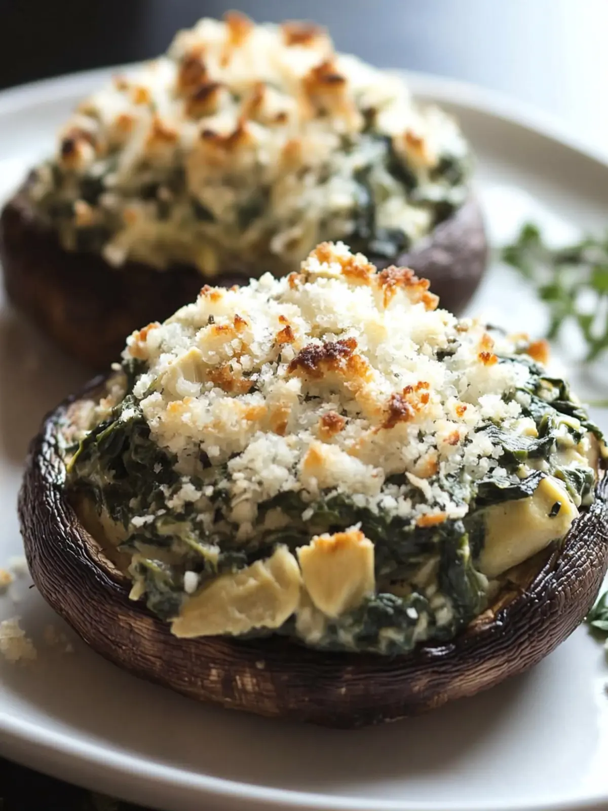 Savory Spinach & Artichoke Stuffed Portabella Mushrooms Bliss 4 Spinach & Artichoke Stuffed Portabella Mushrooms