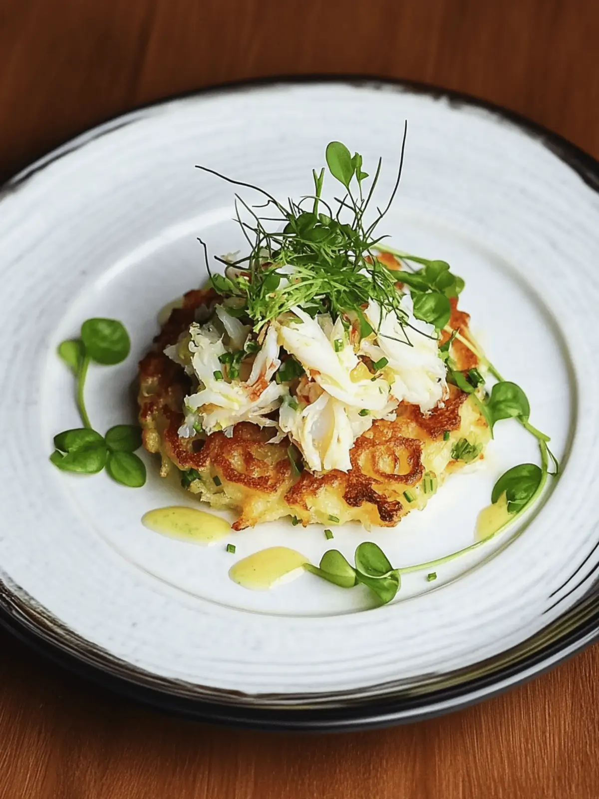 Portland Crab Rosti with Land Cress and Chives: A Summer Delight 4 Portland crab rosti with land cress and chives